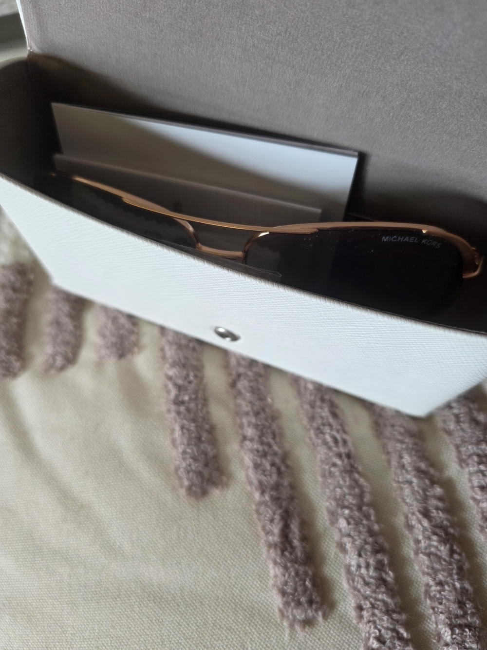 Michael Kors Women's Gold Frame Purple Mirrored Aviator Sunglasses - Picture 6 of 7